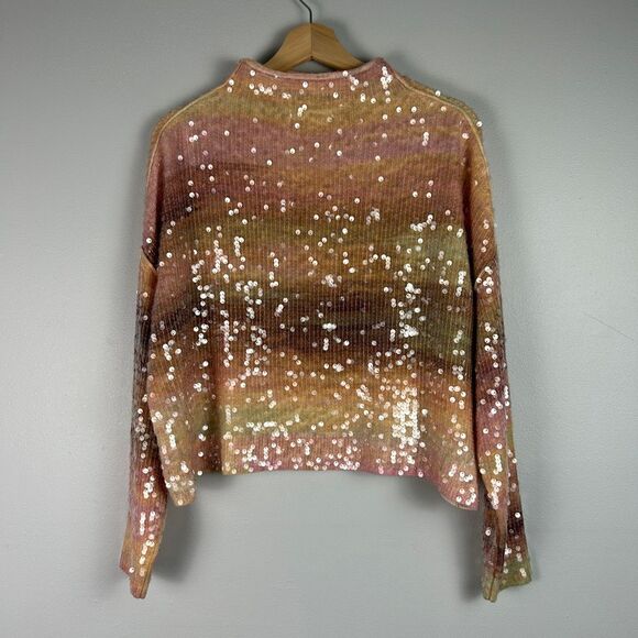 PILCRO ANTHROPOLOGIE Alani Cashmere Mock Neck Sequin Sweater - Picture 6 of 11